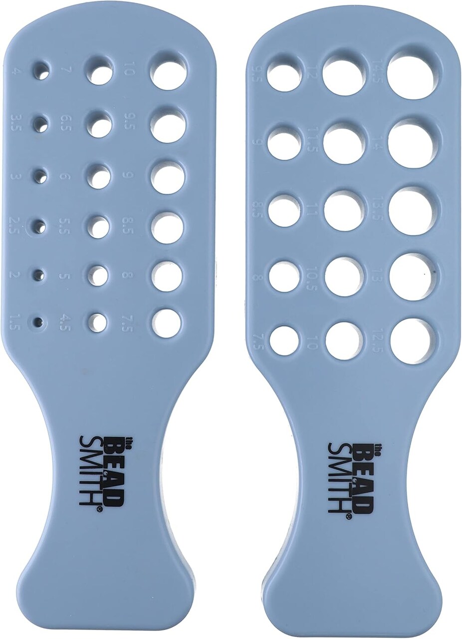 The Beadsmith Wire Chain Drawplate, Durable Plastic with handle, 2 Paddles, 33 holes - Diameter Range 1.5 – 14.5mm – Smooth, Shape and Condense Knitted, Crocheted, Woven or Braided Wire